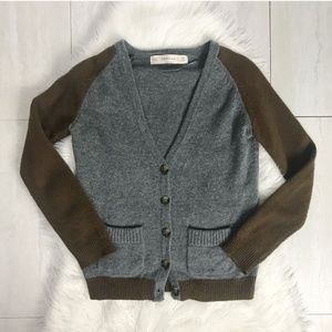 Zara Knit Wool Blend Cardigan Gray Brown